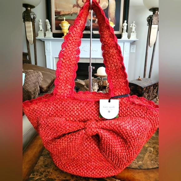 kate spade Handbags - Kate Spade Red Woven Tote Bag